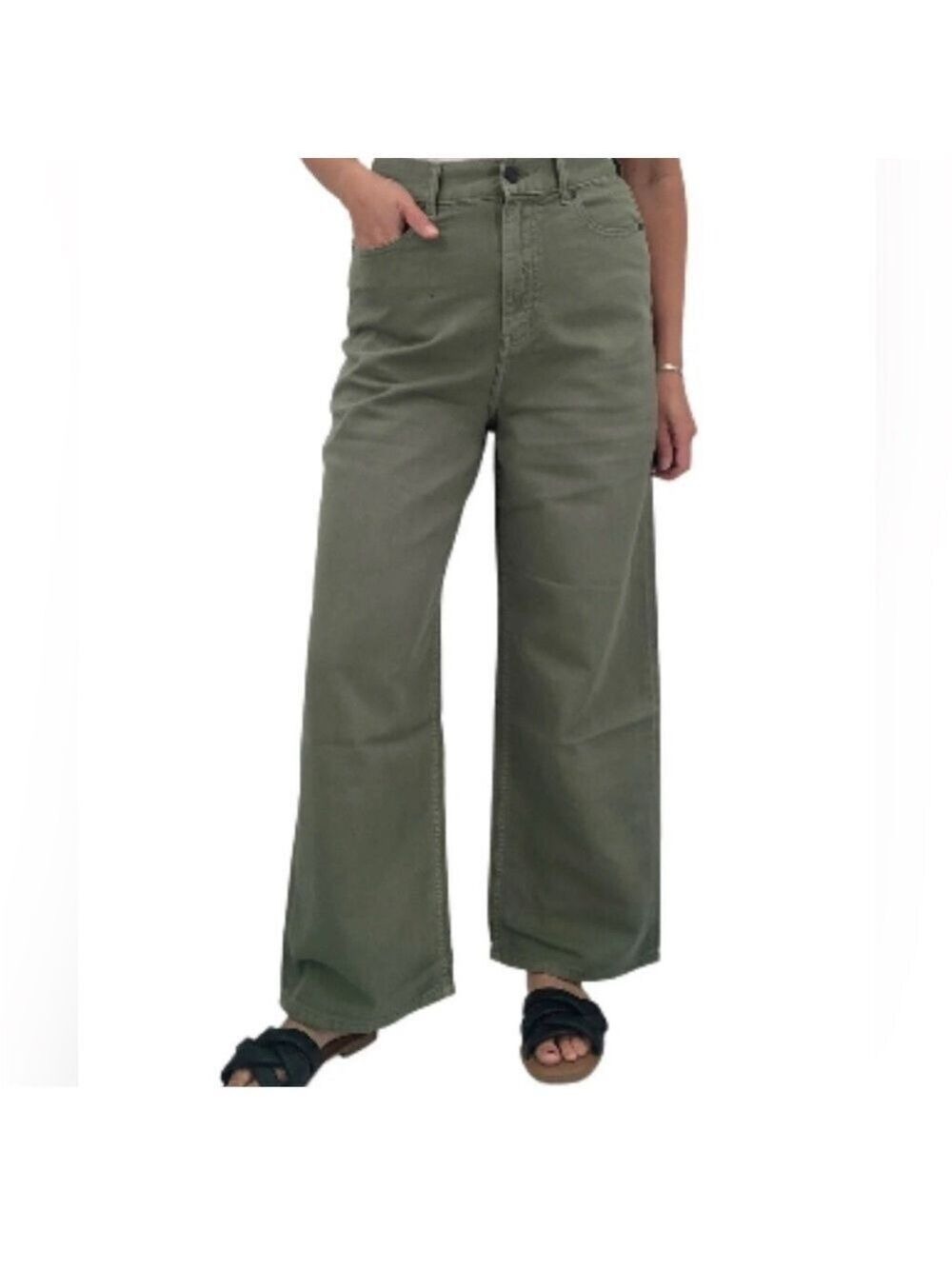 SR Olive Green Wide-Leg Pants